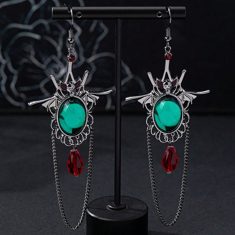 Wholesale Simple Bat Tassel Diamond Earrings Three-dimensional Hollow Gothic Ear Hook Vintage Holiday Earrings